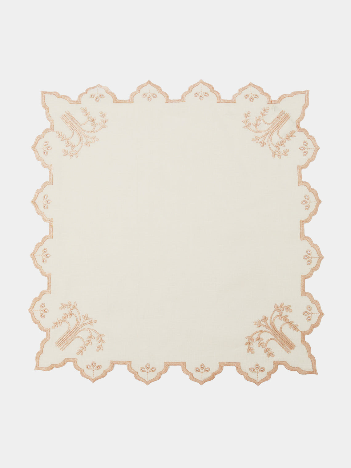 Borgo delle Tovaglie - Eden Embroidered Linen Napkins (Set of 4) - Natural - ABASK