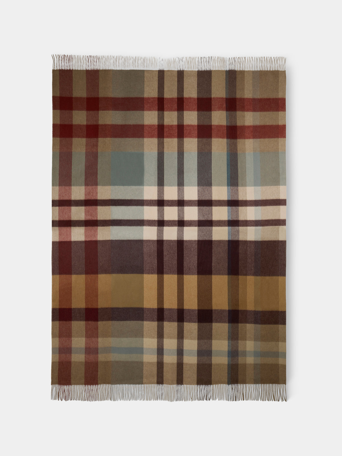 Johnstons of Elgin - Rowan Check Cashmere Reversible Throw (75in/1.9m) - Multiple - ABASK - 