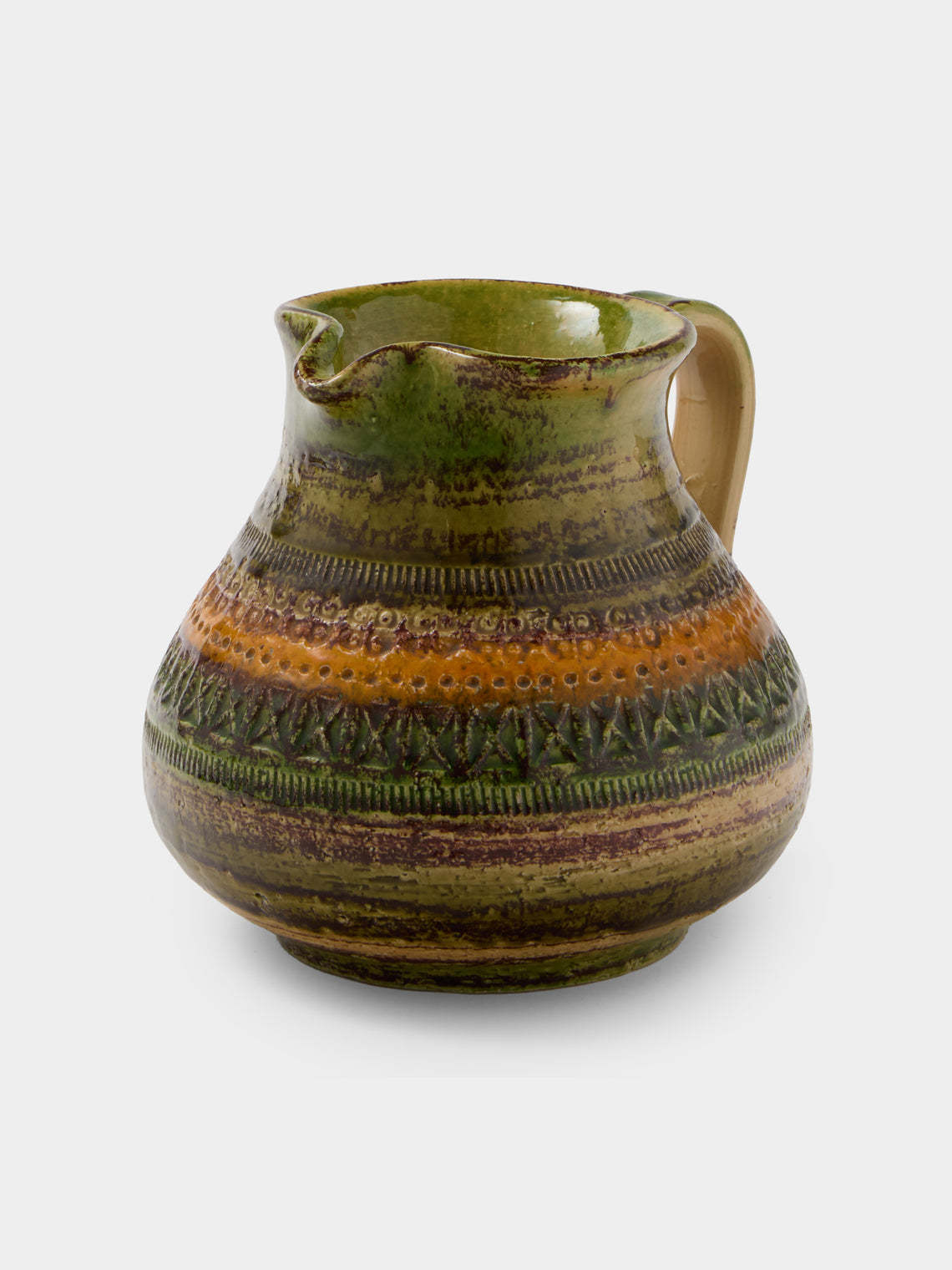 Antique and Vintage - 1960s Bitossi Sahara Ceramic Jug - Green - ABASK