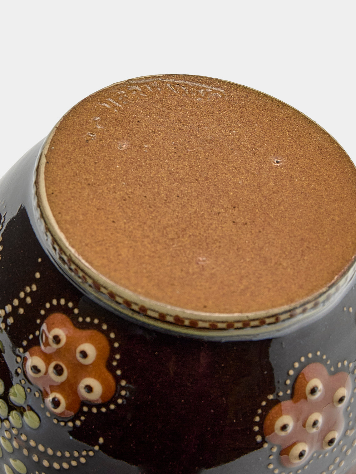 Poterie d’Évires - Flowers Hand-Painted Ceramic Mini Lidded Pot - Dark brown - ABASK