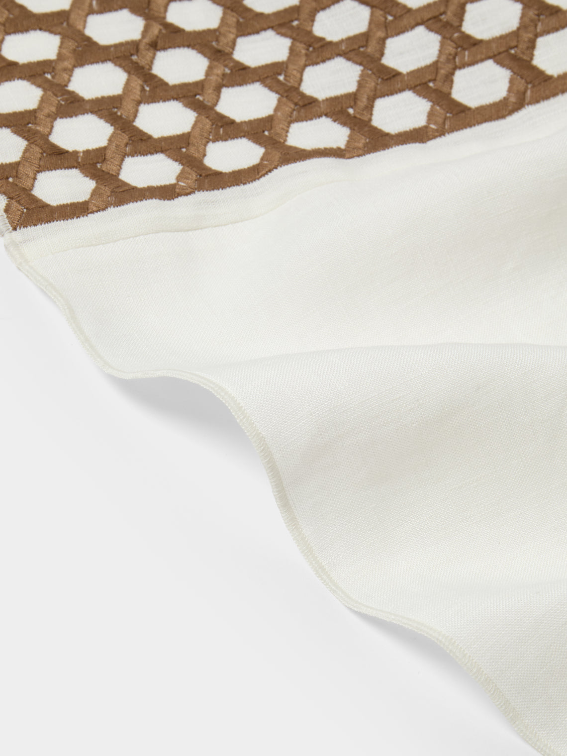Borgo delle Tovaglie - Penelope Embroidered Linen Rectangular Tablecloth (86.5in/2.2m) - White - ABASK