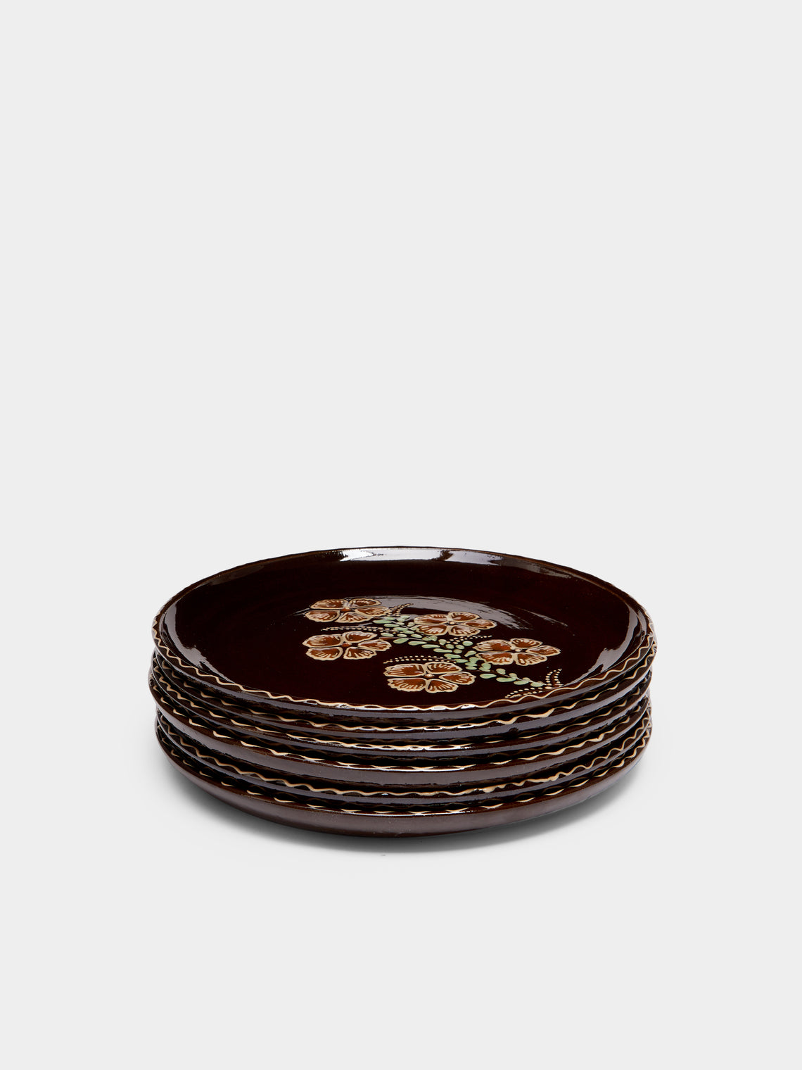 Poterie d’Évires - Flowers Hand-Painted Ceramic Small Plates (Set of 6) -  - ABASK