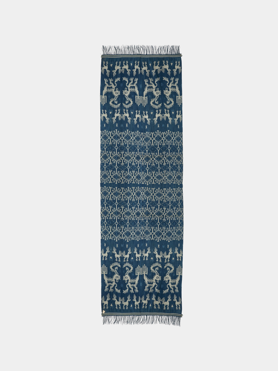 R Collective - Hundarangga Mahang Ikat Cotton Bed Blanket (102in/2.6m) - Blue - ABASK - 