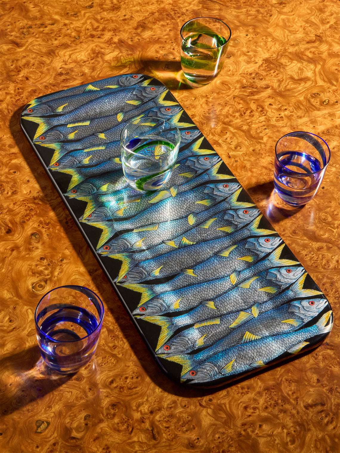 Fornasetti - Sardine Wood Tray - Blue - ABASK