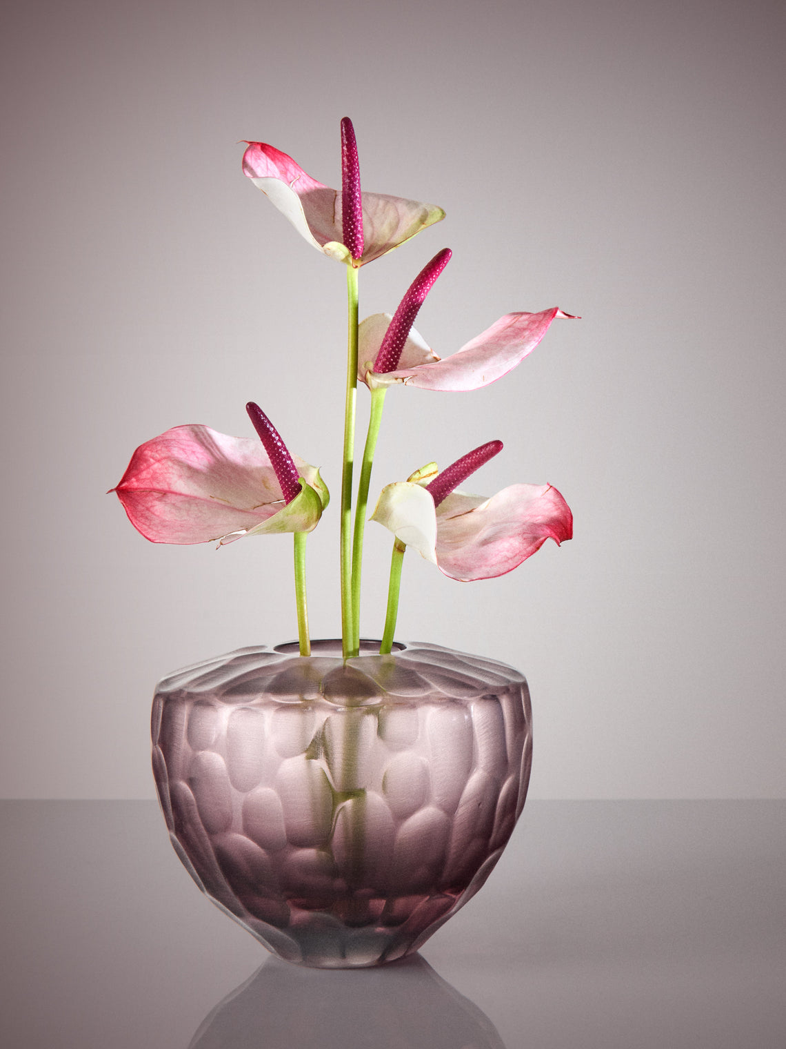 Micheluzzi Glass - Goccia Ametista Bamboo Hand-Blown Murano Glass Vase (6in/15cm) - Purple - ABASK