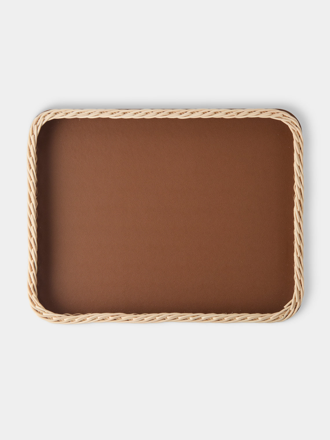 Pigment France - Reims Leather and Rattan Bed Tray (21in/54cm) - Brown - ABASK
