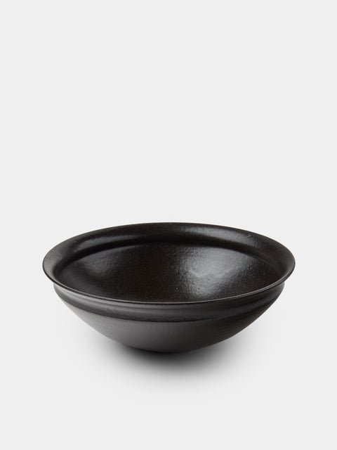Fuminari Araga - Kohiki Slipware Shallow Bowls – 8in/21cm (Set of 4) - Black - ABASK - 
