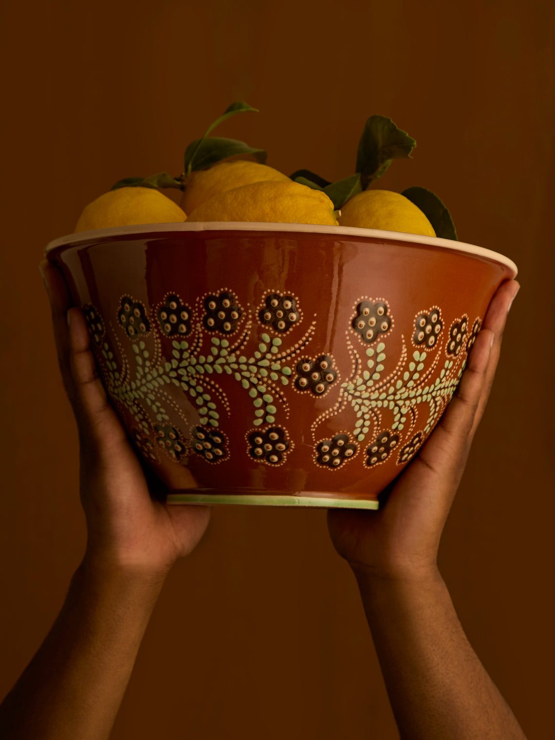 Poterie d’Évires - Flowers Hand-Painted Ceramic Salad Bowl -  - ABASK
