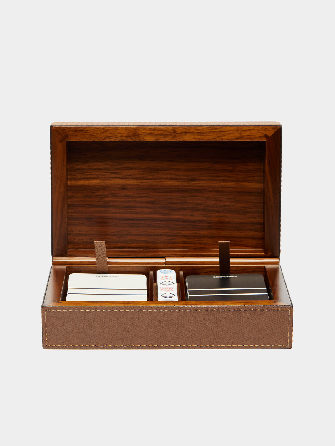 Giobagnara - Leather Royal Dice and Playing Cards Set - Brown - ABASK - 