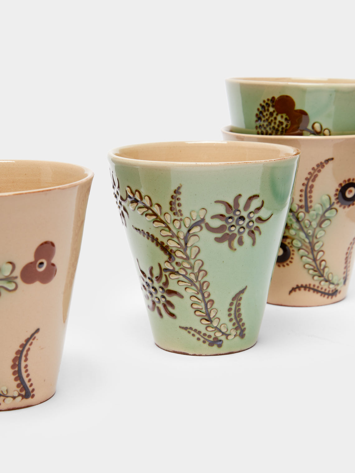 Poterie d’Évires - Flowers Hand-Painted Ceramic Coffee Cups (Set of 6) -  - ABASK