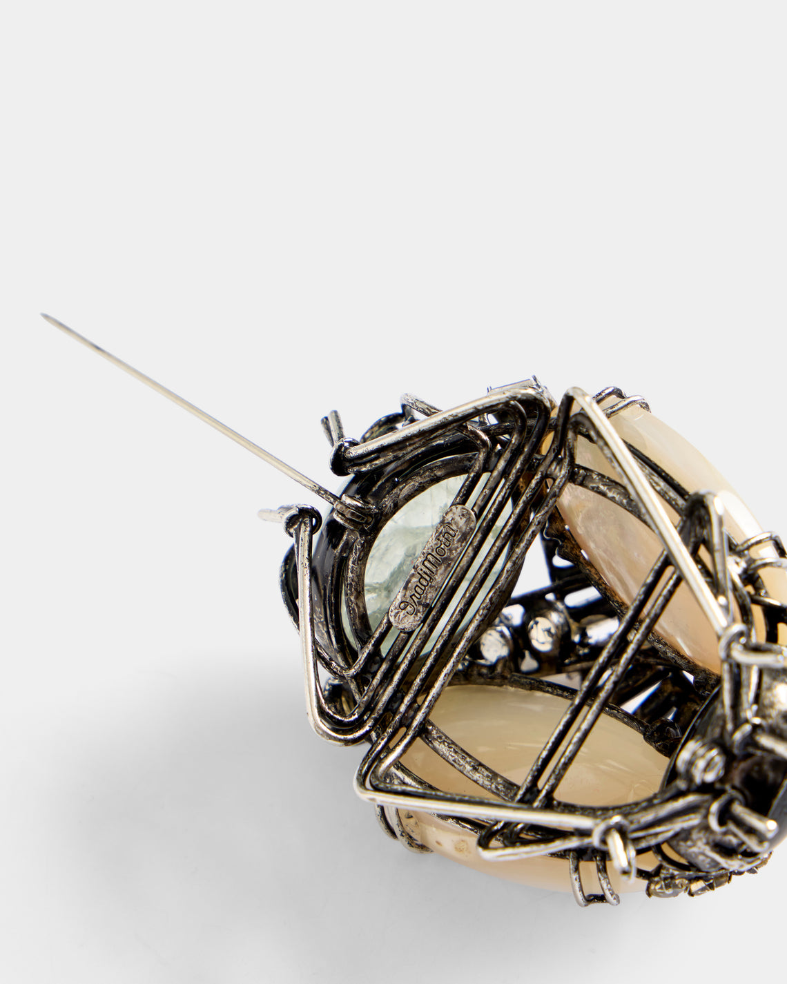 Mahnaz Collection - Women's Vintage Iradj Moini 18-Karat Gold-Plated Brass, Peridot, Citrine, Onyx, Pearl and Swarovski Crystal Brooch Pendant - Multiple - ABASK