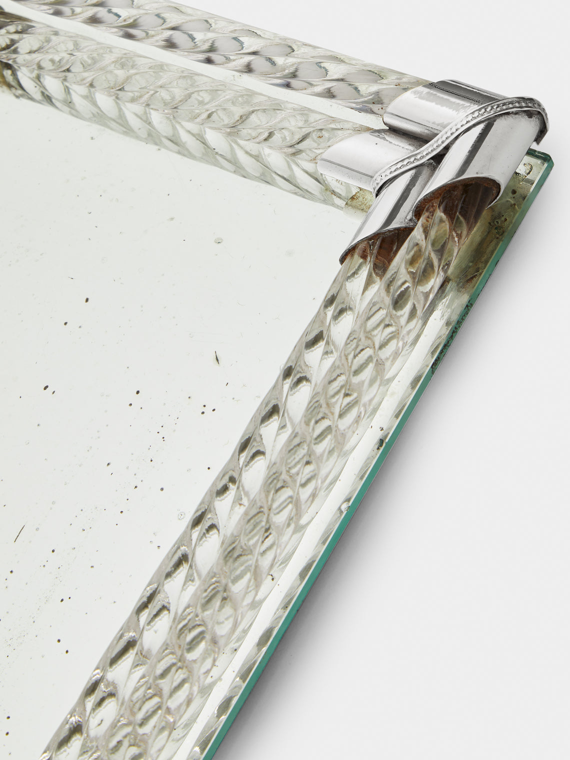 Antique and Vintage - 1950s Murano Torciglioni Art Déco Tray - Clear - ABASK