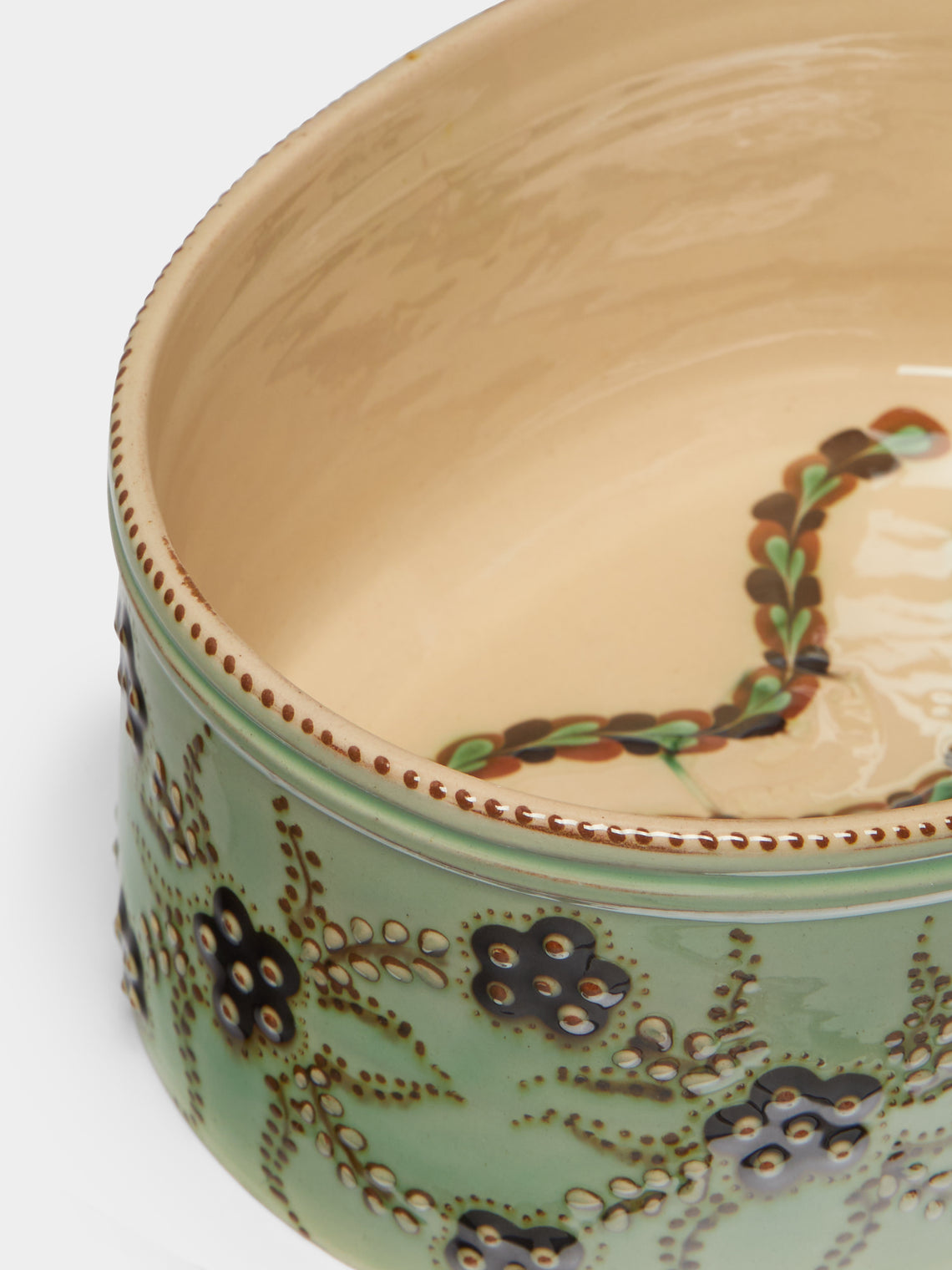 Poterie d’Évires - Flowers Hand-Painted Ceramic Oval Serving Dish -  - ABASK