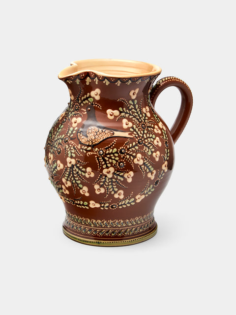 Poterie d’Évires - Birds Hand-Painted Ceramic Large Round Jug - Light brown - ABASK - 