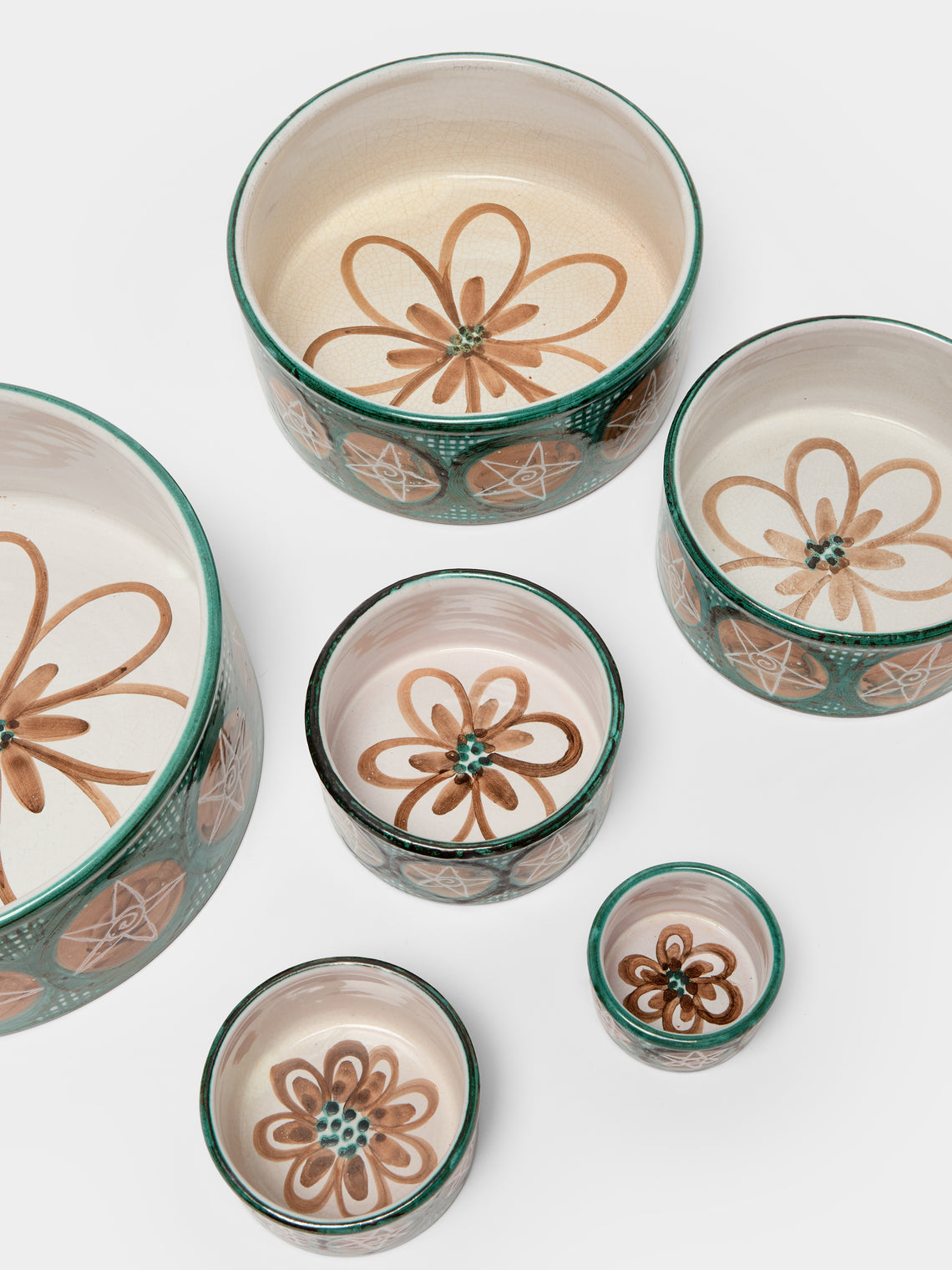 Antique and Vintage - | Set of 6 | 1950s Robert Picault Ceramic Nesting Bowls - Multiple - ABASK
