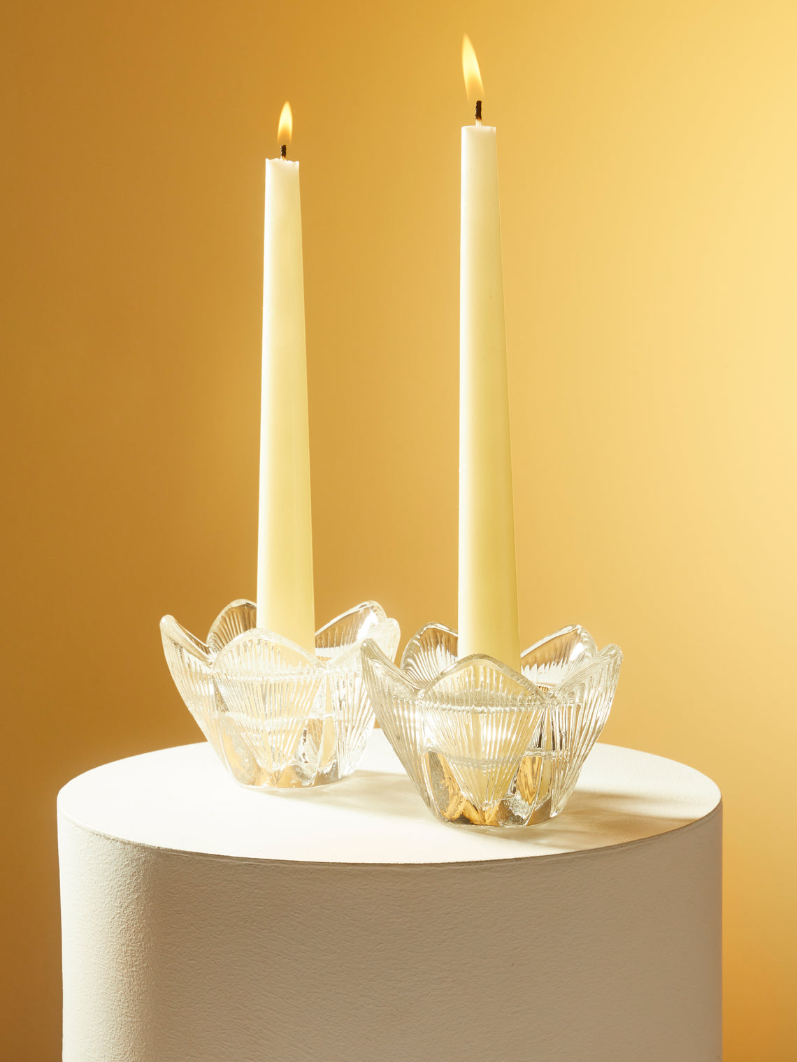 Antique and Vintage - 1930s Daum Flower Crystal Candle Holders (Set of 2) -  - ABASK