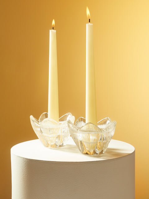 Antique and Vintage - 1930s Daum Flower Crystal Candle Holders (Set of 2) -  - ABASK