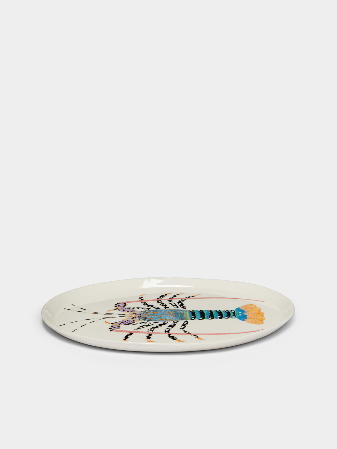 Casa Adams - Tropical Rock Lobster Hand-Painted Porcelain Serving Platter -  - ABASK
