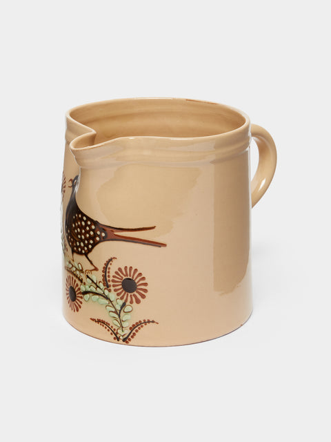 Poterie d’Évires - Birds Hand-Painted Ceramic Straight-Edge Jug -  - ABASK - 