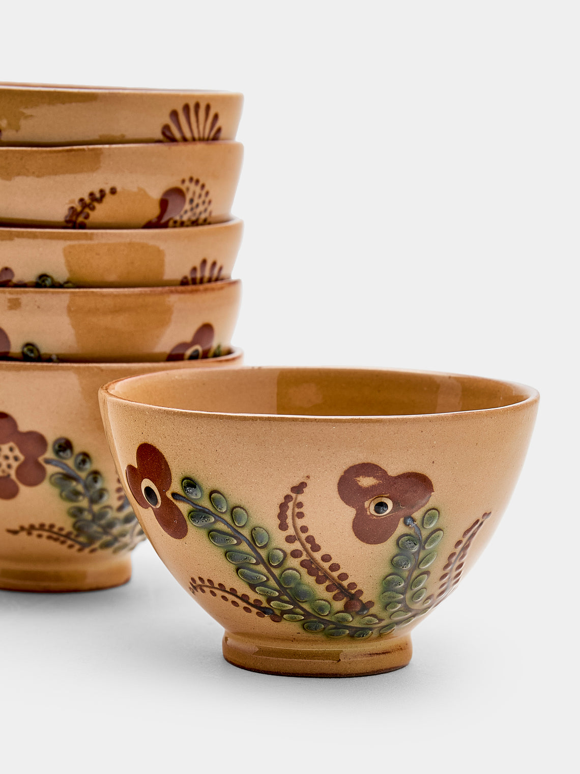 Poterie d’Évires - Flowers Hand-Painted Ceramic Petit Bowls (Set of 6) - Cream - ABASK