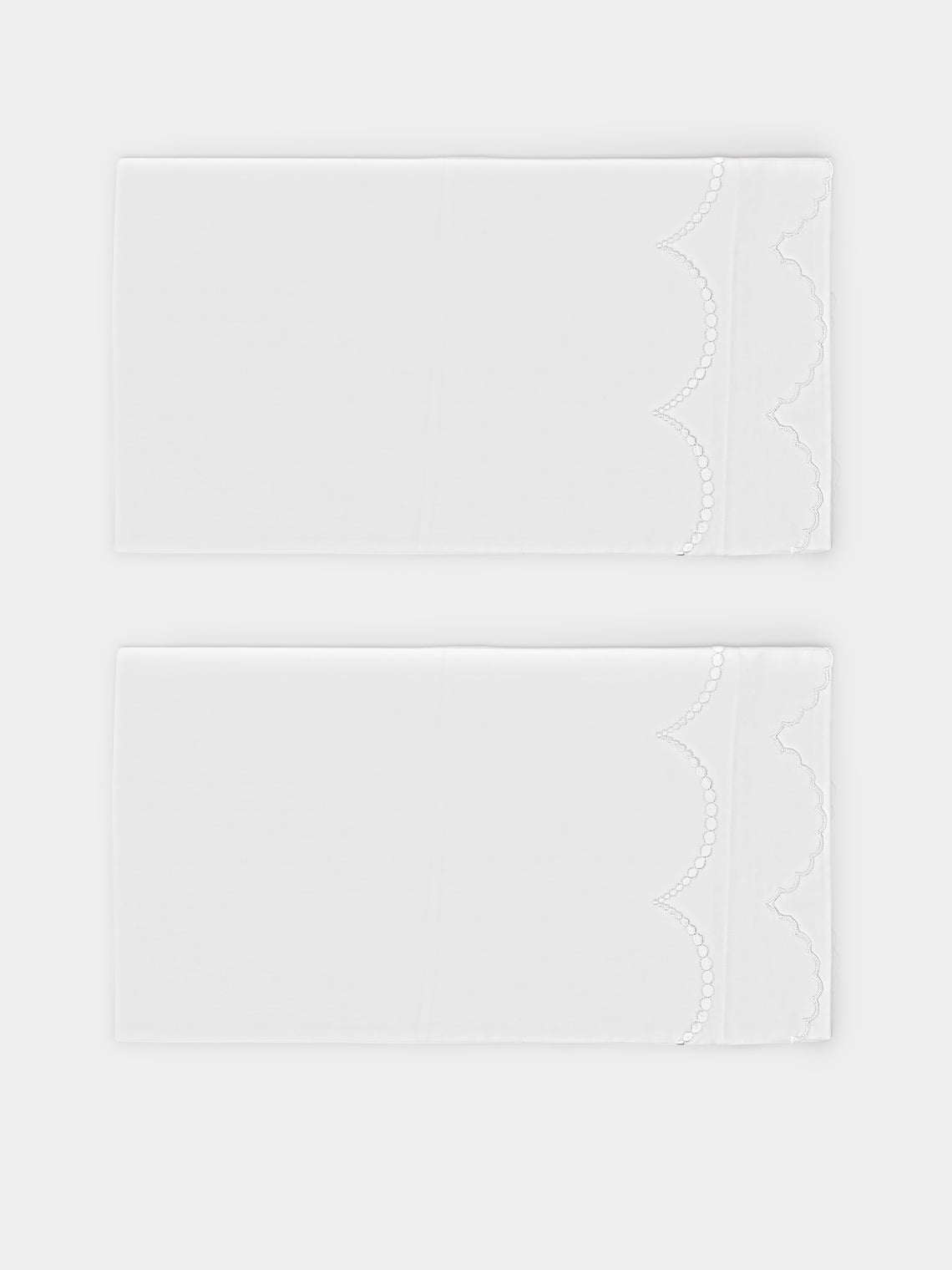 Los Encajeros - Perlas Embroidered Cotton King Pillowcases (Set of 2) - White - ABASK
