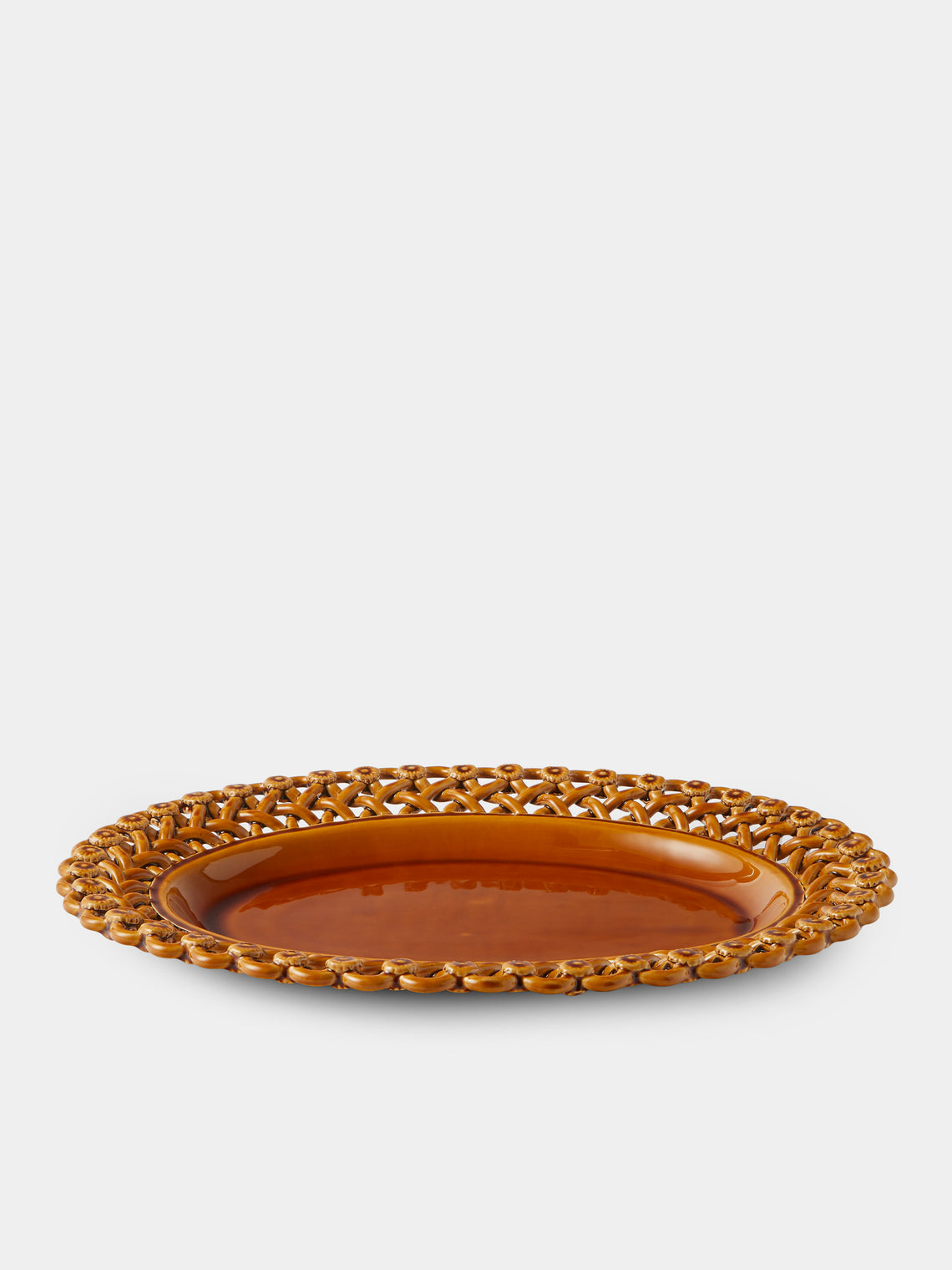 Maison Pichon Uzès - Meleia Hand-Glazed Ceramic Braided Platter - Yellow - ABASK