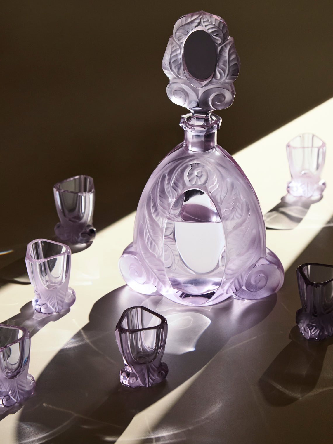 Antique and Vintage - 1930s Alexandrite Crystal Decanter with Shot Glasses (Set of 7) -  - ABASK