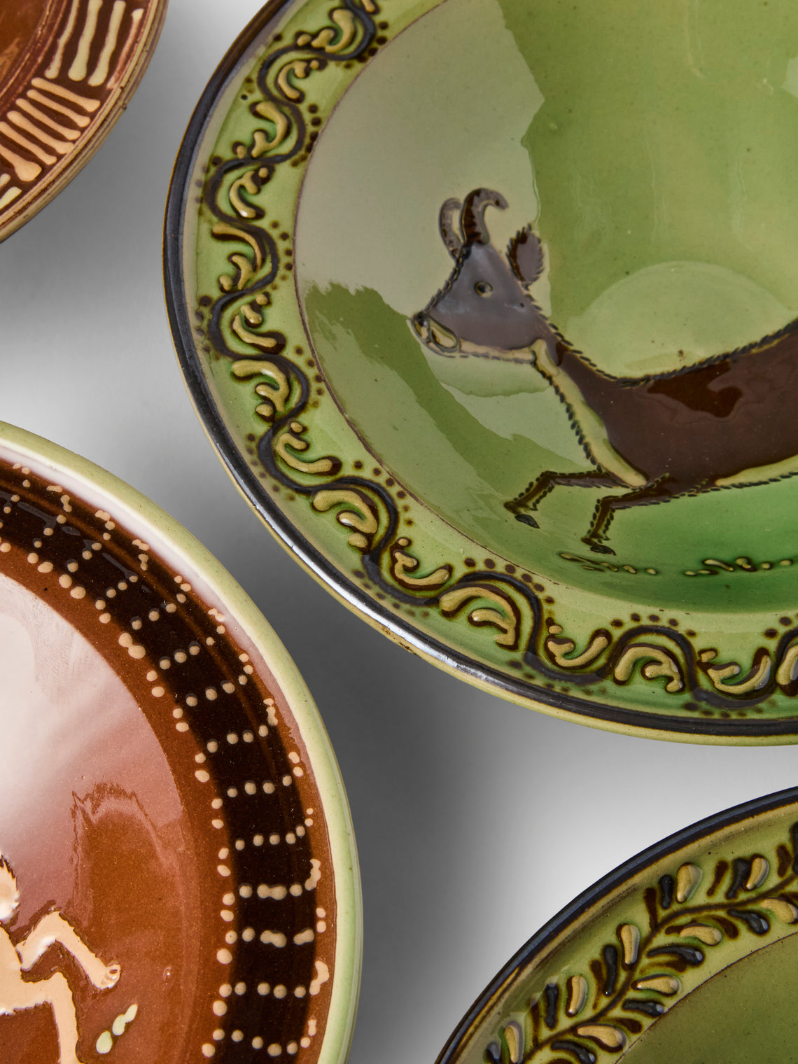 Poterie d’Évires - Animals Hand-Painted Ceramic Breakfast Bowls (Set of 4) - Brown - ABASK