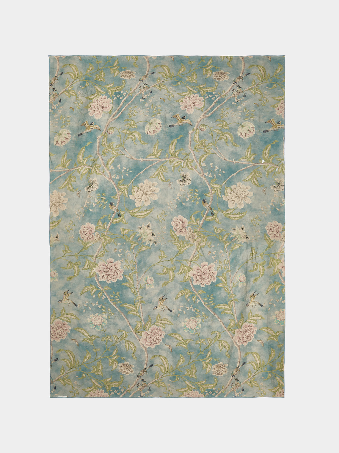 Borgo delle Tovaglie - Filo Affresco Embroidered Linen Rectangular Tablecloth (126in/3.2m) - Blue - ABASK - 