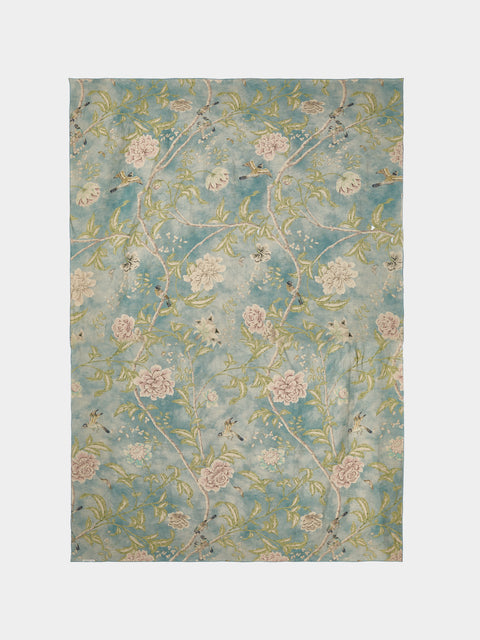 Borgo delle Tovaglie - Filo Affresco Embroidered Linen Rectangular Tablecloth (126in/3.2m) - Blue - ABASK - 
