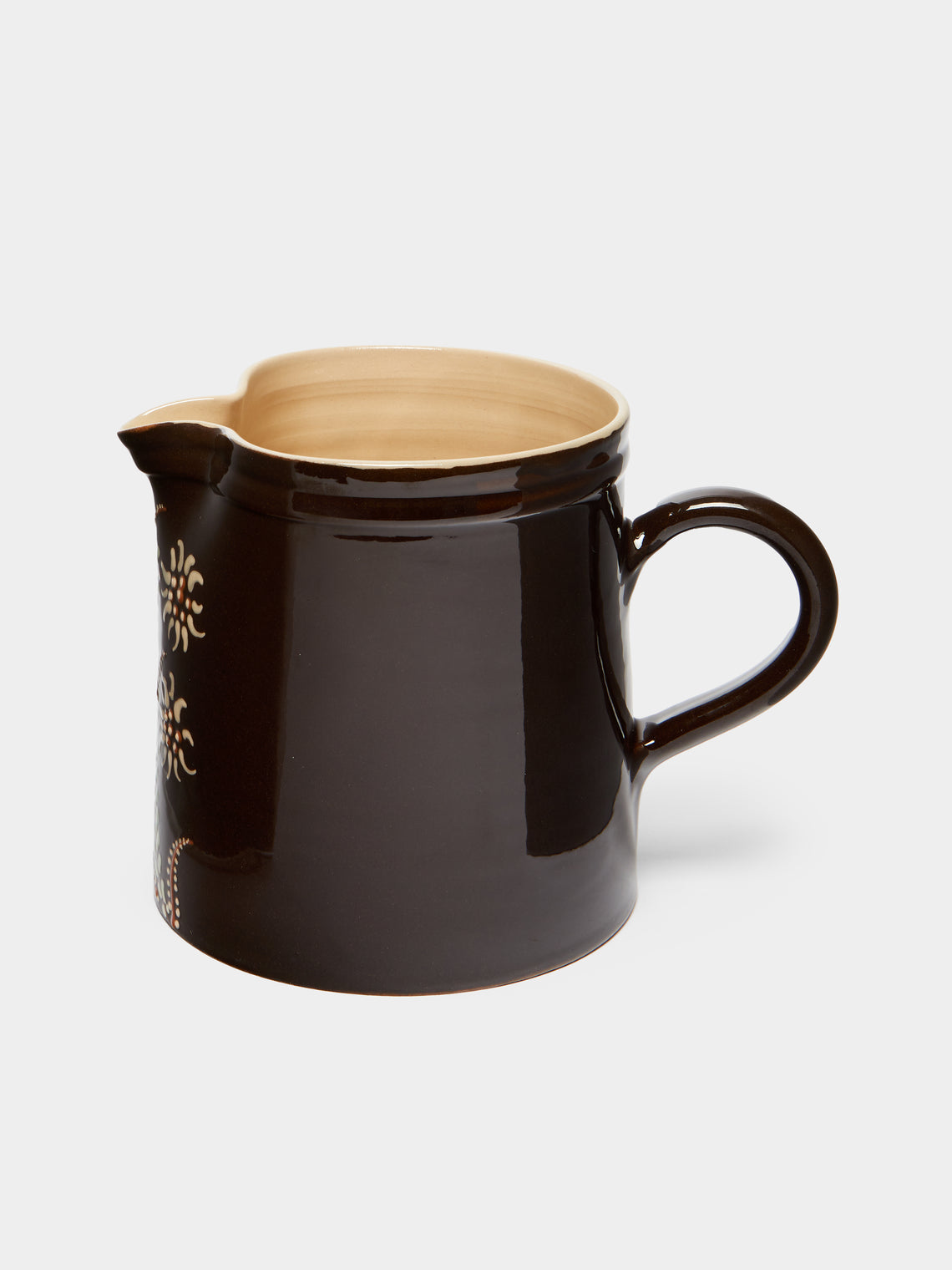 Poterie d’Évires - Flowers Hand-Painted Ceramic Straight-Edge Jug -  - ABASK