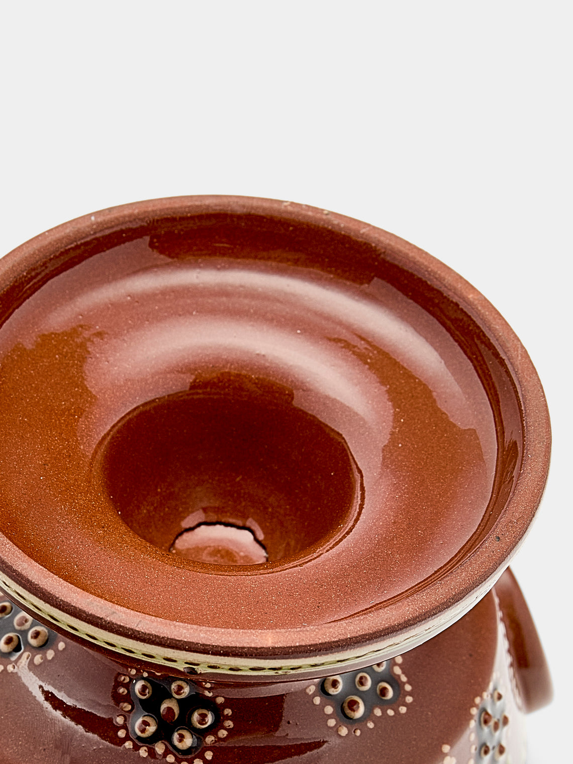 Poterie d’Évires - Flowers Hand-Painted Ceramic Small Raised Bowl - Light brown - ABASK