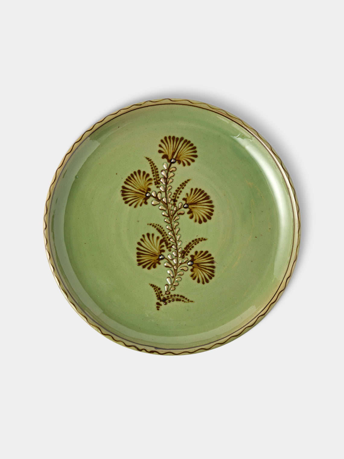 Poterie d’Évires - Flowers Hand-Painted Ceramic Plates – 9.5in/24cm (Set of 6) - Green - ABASK