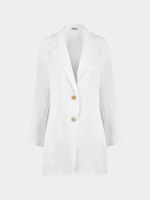 Dusan - Linen Open-Back Jacket | Size: XS - White - ABASK - 