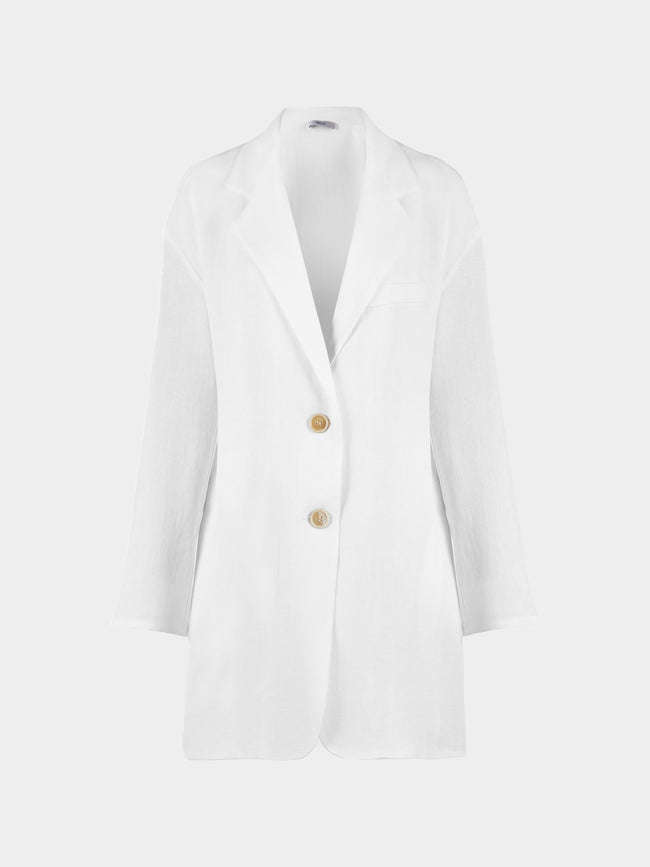Dusan - Linen Open-Back Jacket | Size: XS - White - ABASK - 