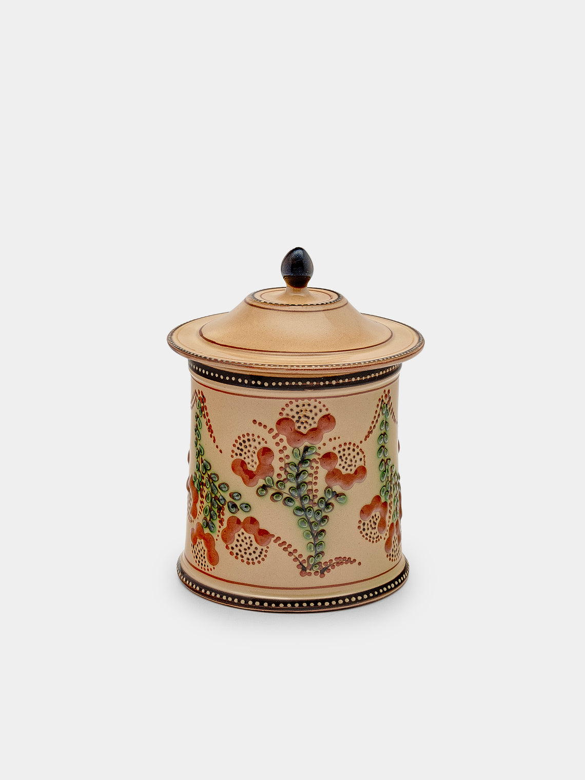 Poterie d’Évires - Flowers Hand-Painted Ceramic Small Lidded Jar - Cream - ABASK - 
