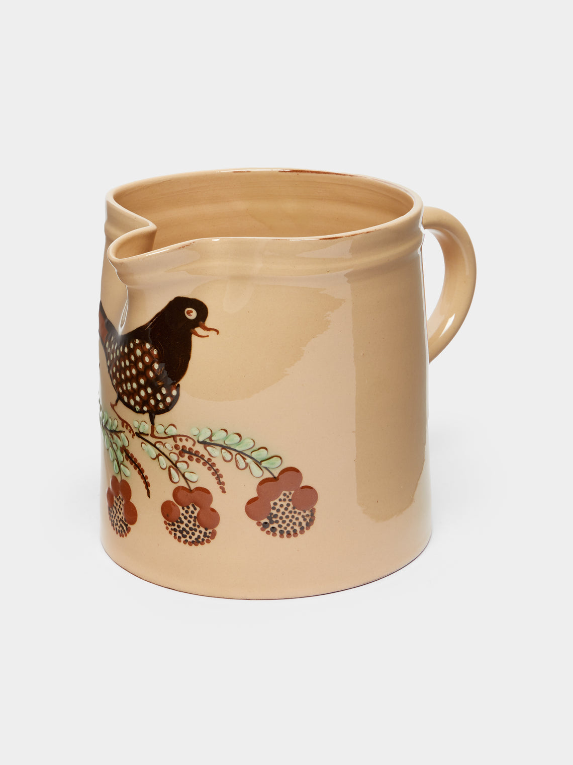 Poterie d’Évires - Birds Hand-Painted Ceramic Straight-Edge Jug -  - ABASK - 