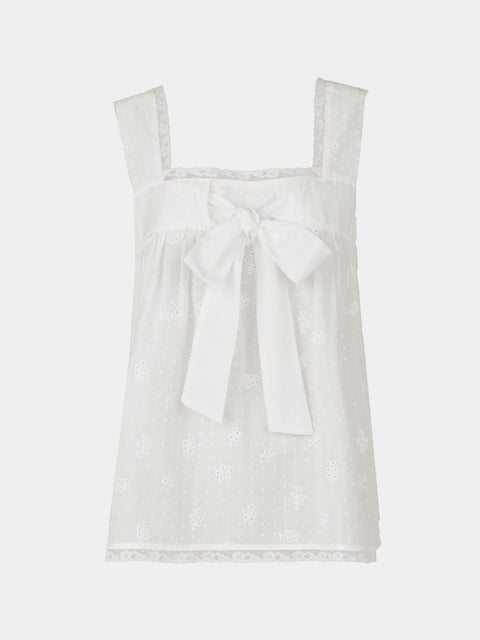 Loretta Caponi - Suvereto Embroidered Cotton Top | Size: XS - White - ABASK - 