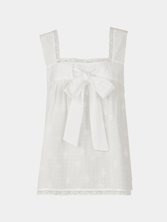 Loretta Caponi - Suvereto Embroidered Cotton Top | Size: XS - White - ABASK - 