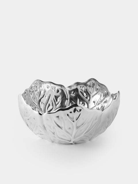 Antique and Vintage - 1970s Silver-Plated Cabbage Salad Bowl - Silver - ABASK - 