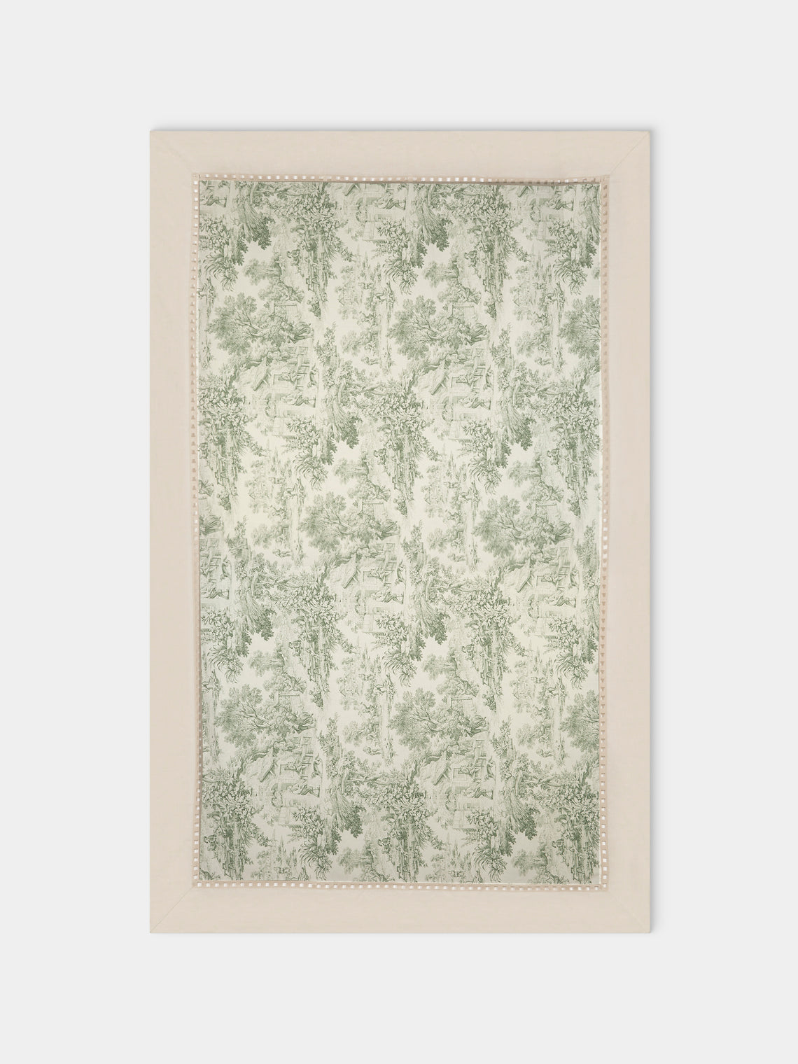 Borgo delle Tovaglie - Riviera Toile de Jouy Linen Rectangular Tablecloth - Green - ABASK