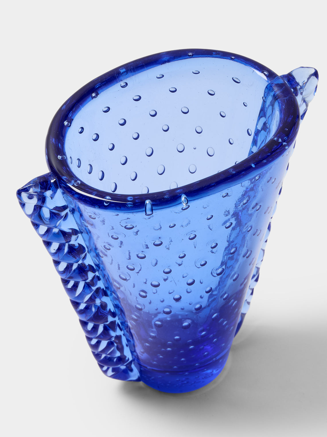 Antique and Vintage - 1950s Ercole Barovier Bullicante Murano Glass Vase (8in/20.5cm) - Blue - ABASK