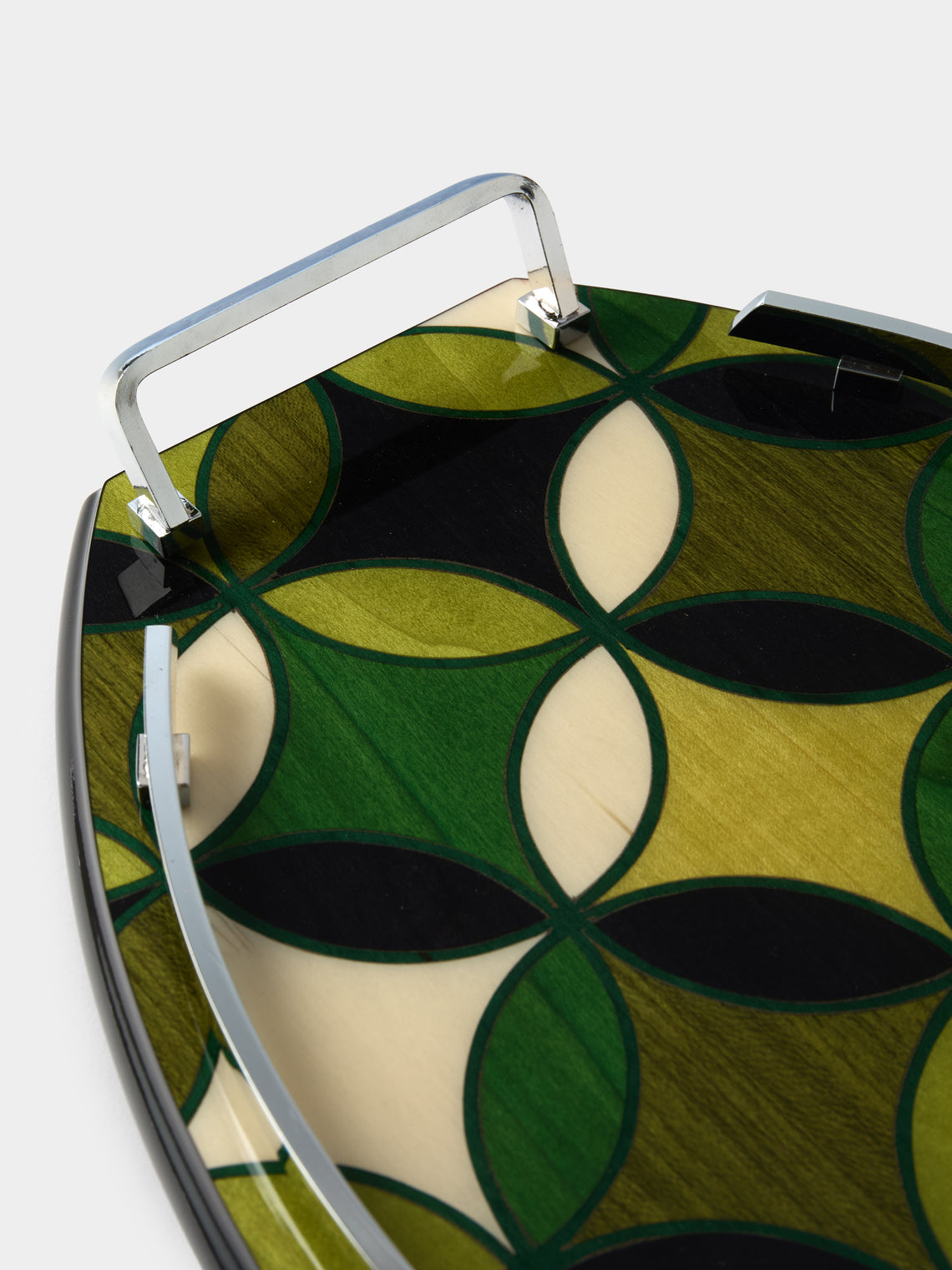 Mastellone Giuseppe - Wood Inlay Tray (12.5in/32cm) - Green - ABASK