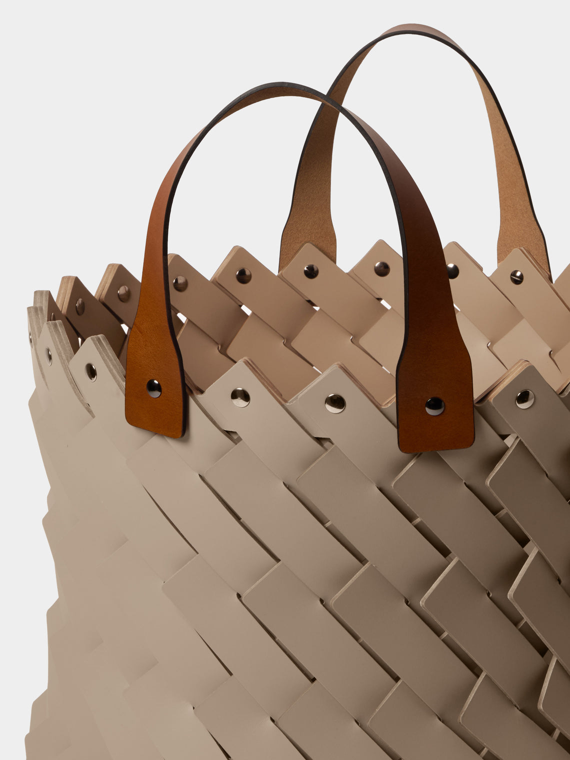 Pinetti - Almeria Handwoven Water-Resistant Leather Basket - Taupe - ABASK