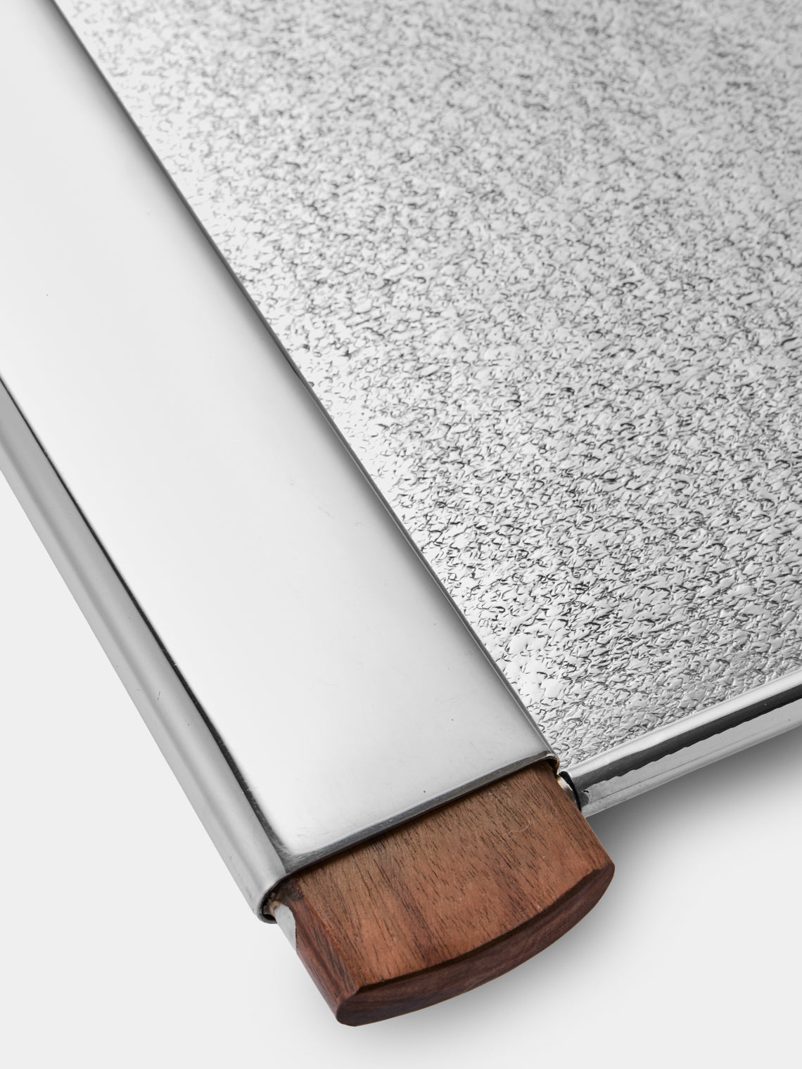 San Lorenzo - 1988 Afra and Tobia Scarpa Engraved Sterling Silver and Wood Tray (12in/31cm) - Silver - ABASK