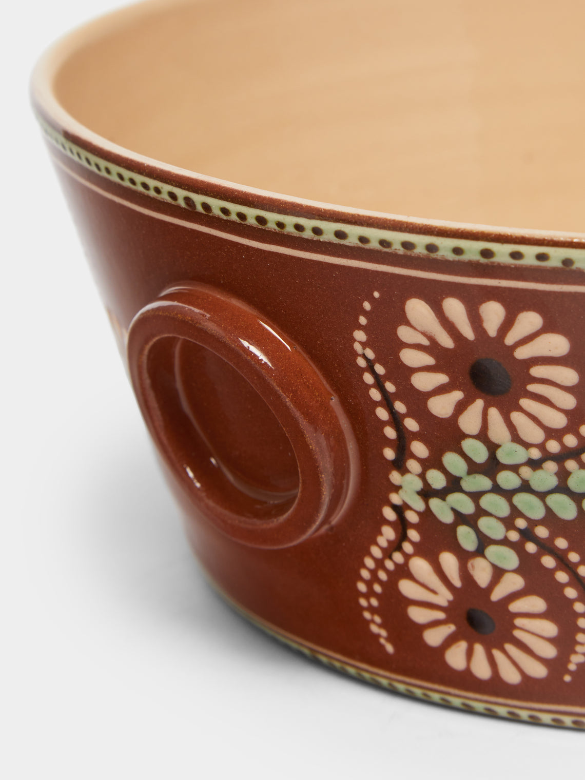 Poterie d’Évires - Flowers Hand-Painted Ceramic Large Handled Serving Bowl -  - ABASK
