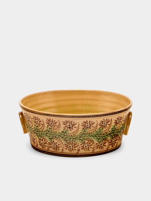 Poterie d’Évires - Flowers Hand-Painted Ceramic Small Handled Serving Bowl - Cream - ABASK - 