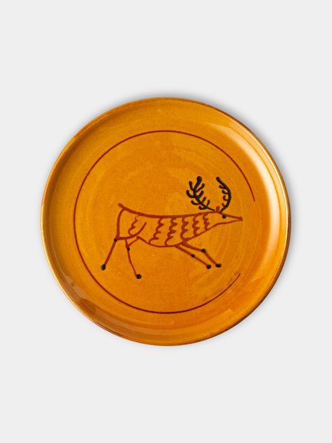 Poterie de Cliousclat - Stag Hand-Glazed Slipware Dinner Plates (Set of 4) - Ochre - ABASK - 