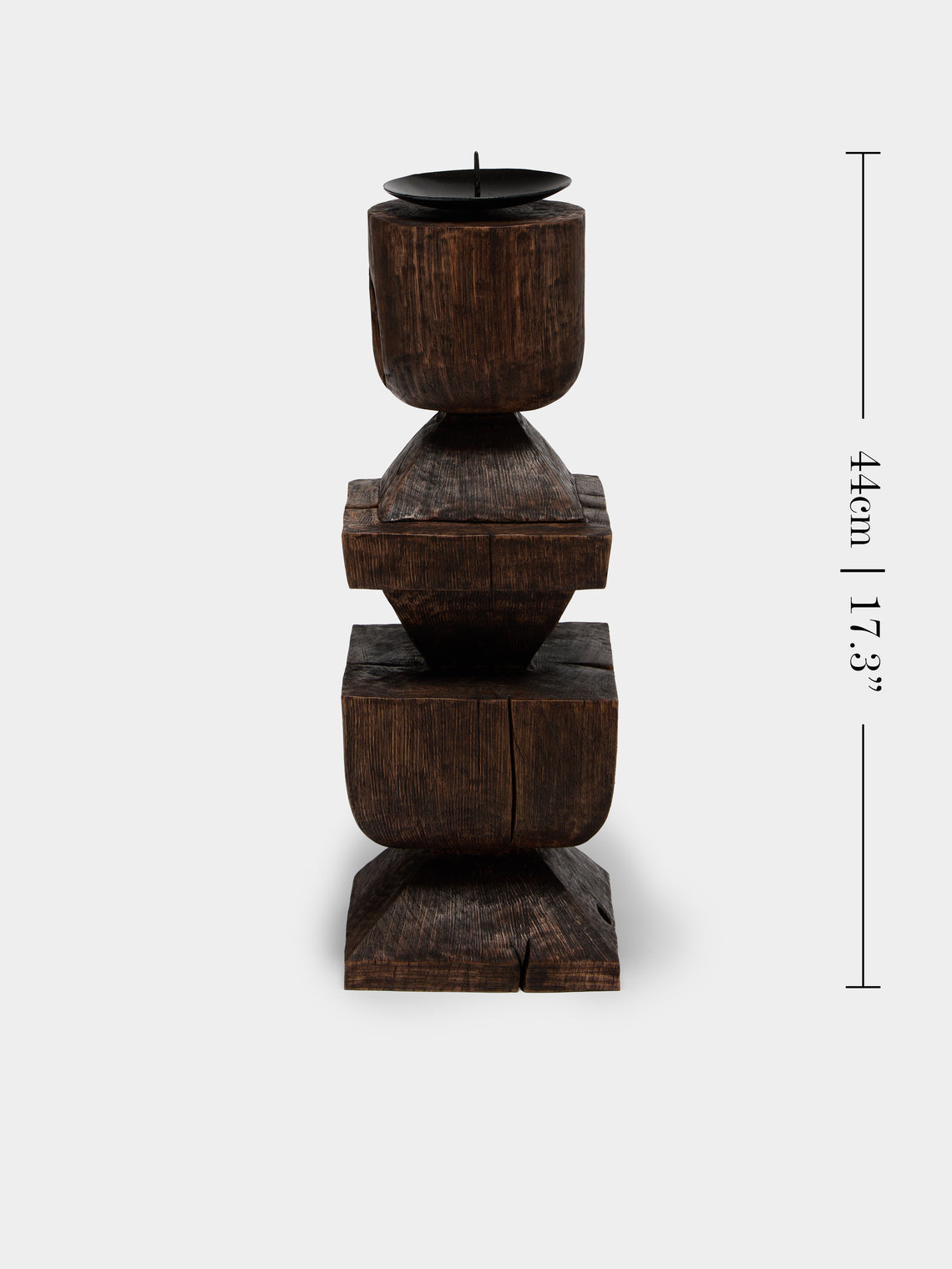 Jamie Gaunt Designs - Totem Hand-Carved Wood Candle Holder - Dark Brown - ABASK
