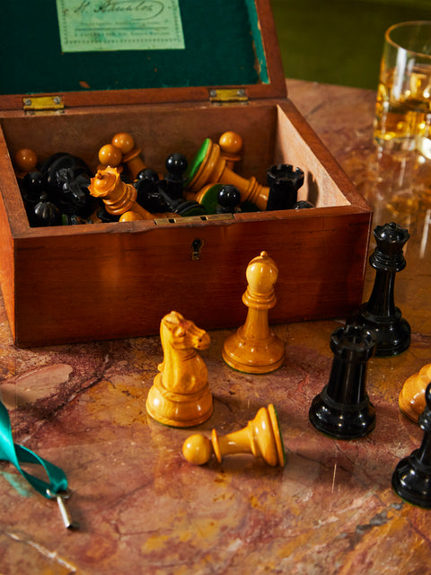 Antique and Vintage - 1910 Staunton Boxwood and Ebony Chess Set -  - ABASK